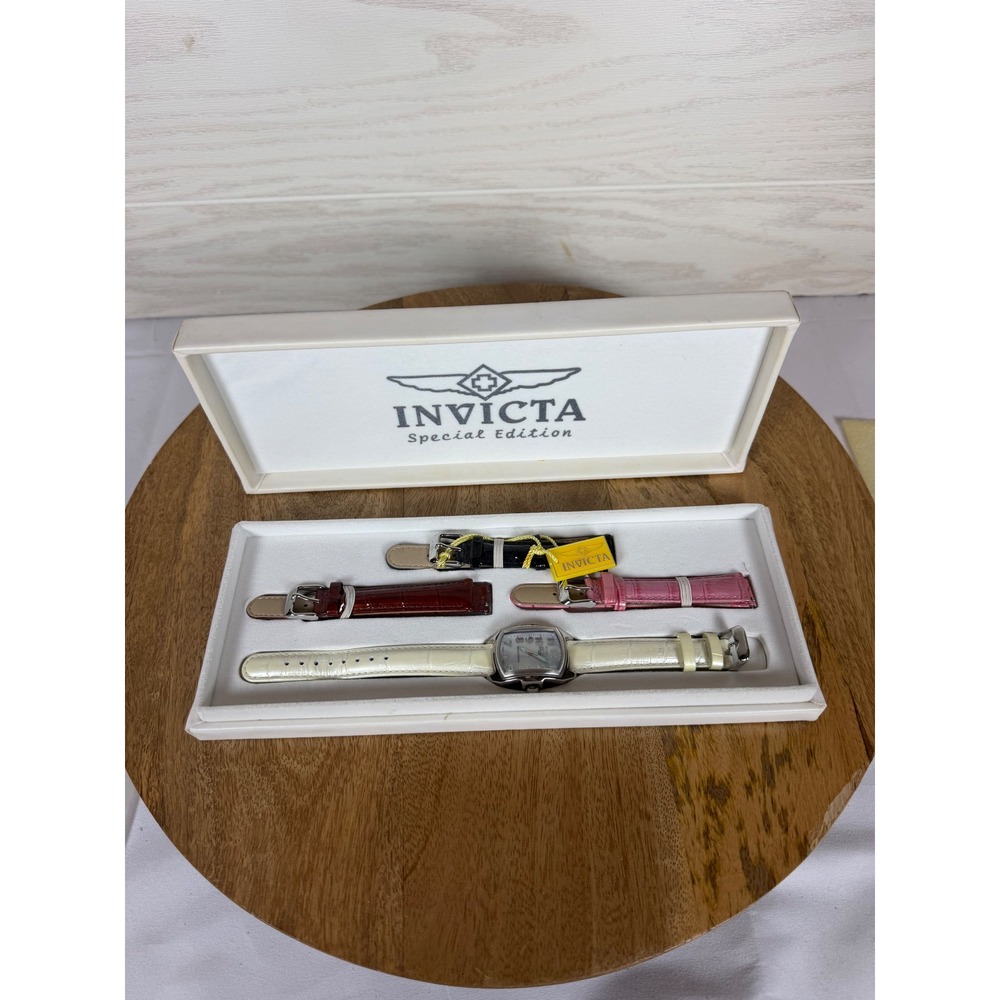Invicta Special Edition Womens Watch Set MOP Dial 4 Interchangeable Straps NIB